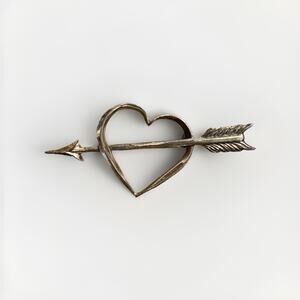 Vintage Beau Sterling Silver Arrow Through Heart Pin Brooch 2" 4.4g